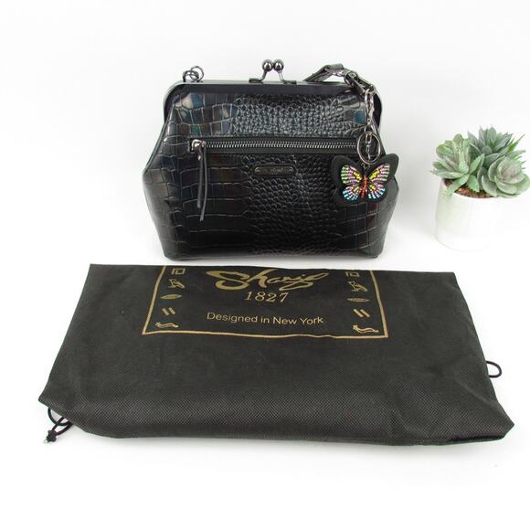 Sharif Leather Kiss Lock Convertible Crossbody Bah - Picture 9 of 13